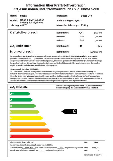 Skoda Citigo Verbrauch